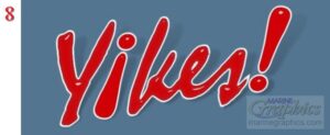 Yikes boat lettering example