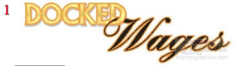 Docked Wages boat decal example #1