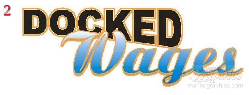 Docked Wages boat decal example #2