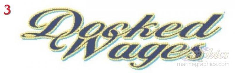 Docked Wages boat decal example #3