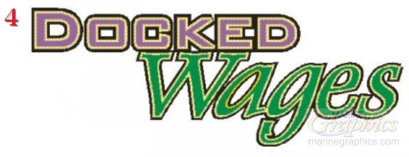 Docked Wages boat decal example #4