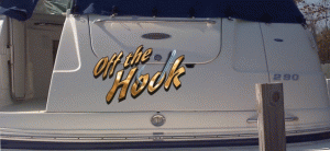 Boat lettering preview on the hull