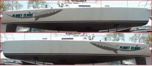 Planet Claire boat lettering preview