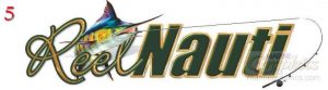 Reel Nauti sportfishing graphics #5 - Blue marline, black letter face, gold outline and fishing rod