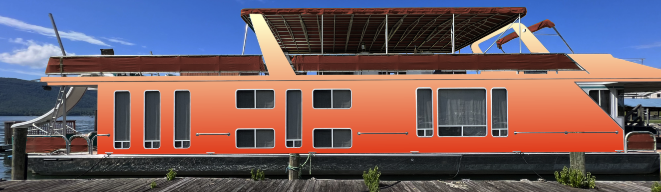 Image showcasing Houseboat graphics - New York - Boat Lettering