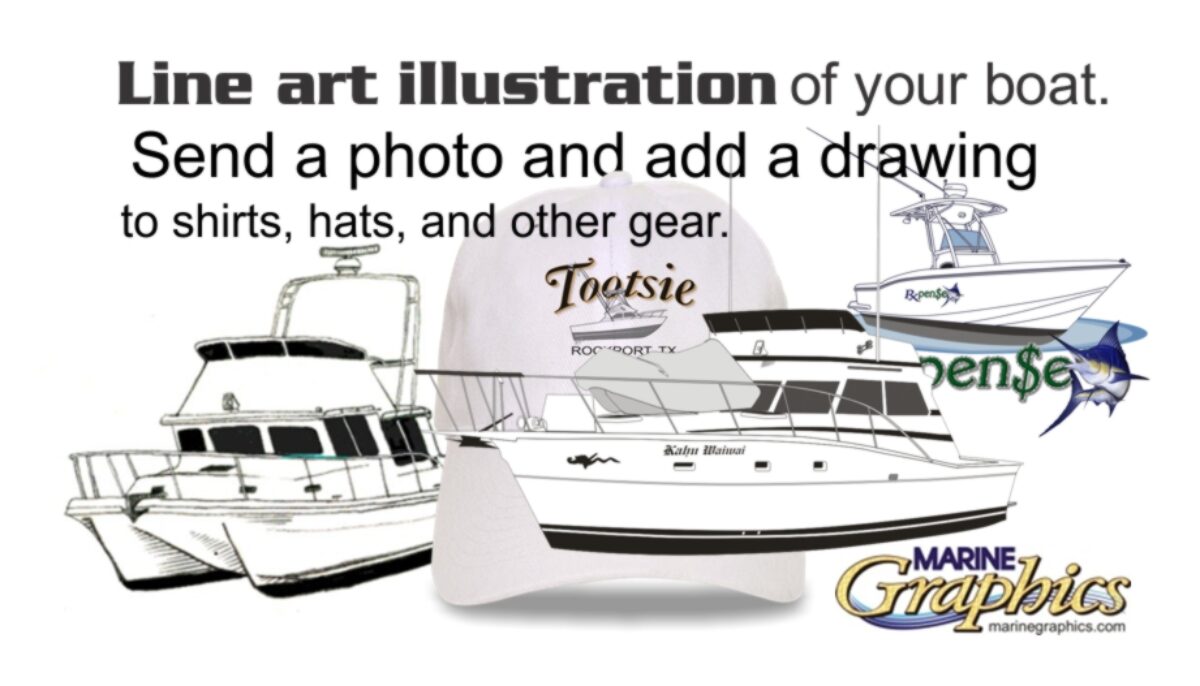 Boat line art for crew gear by Marine 