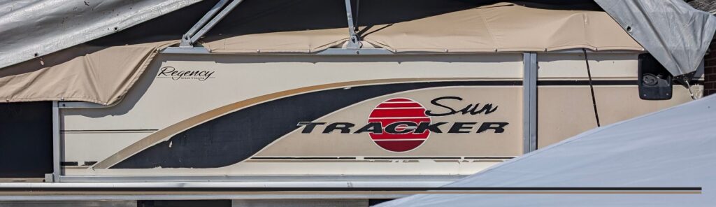 Failing boat graphics on the Sun Tracker pontoon